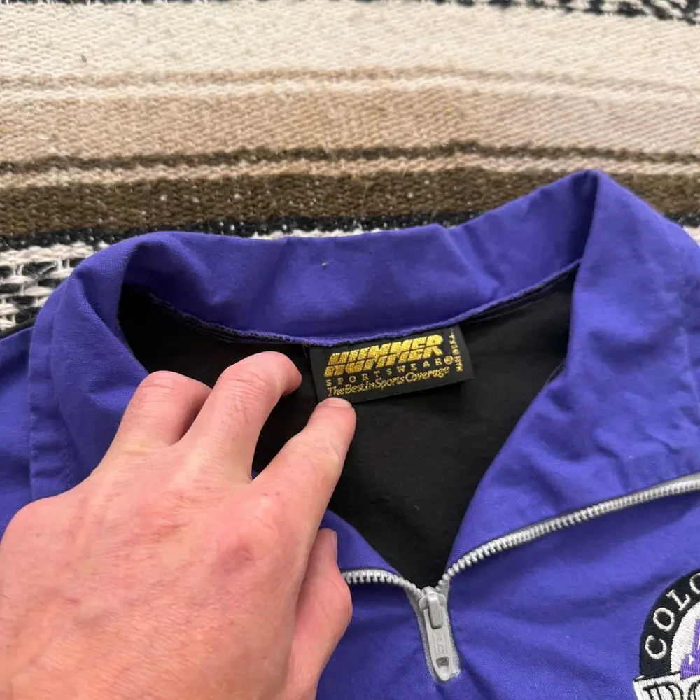 Youth Kids Vintage 90's Colorado Rockies Pullover 1/4 Zip Windbreaker Jacket S